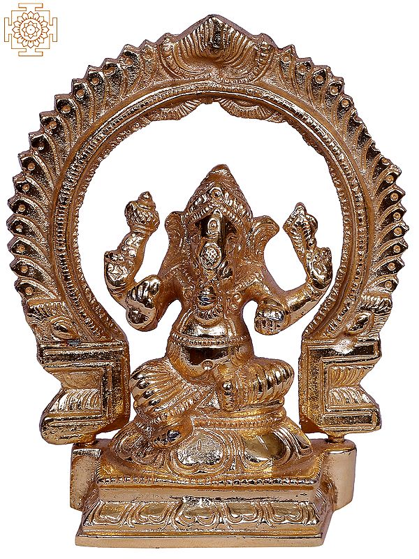 4" Brass Sitting Lord Ganesha Idol with Throne