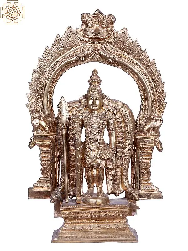 17" Standing Lord Murugan Bronze Statue with Throne