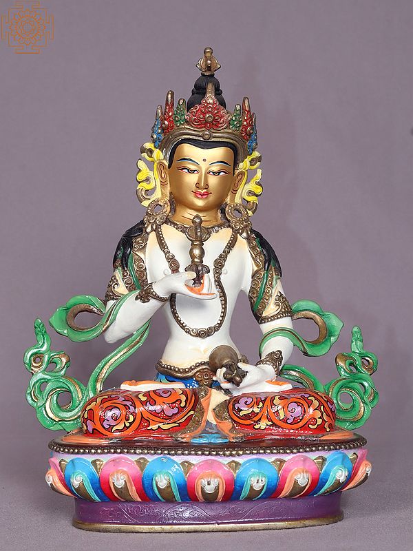 9" Colorful Vajrasattva Copper Statue from Nepal