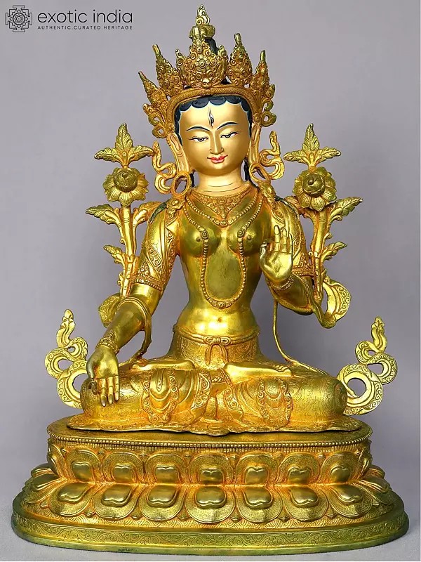19"  Goddess White Tara Statue From Nepal