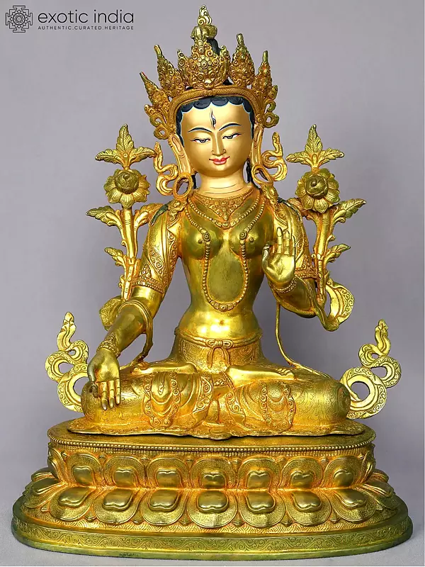 19" Goddess White Tara Statue From Nepal