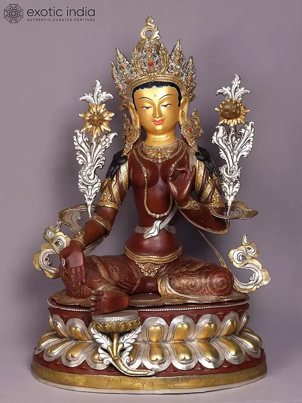 26" Green Tara Copper Statue from Nepal