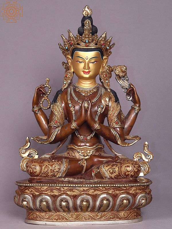 15" Copper Kharchari Statue from Nepal