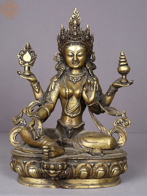 Nepalese form of Goddess Lakshmi Statue in Brass