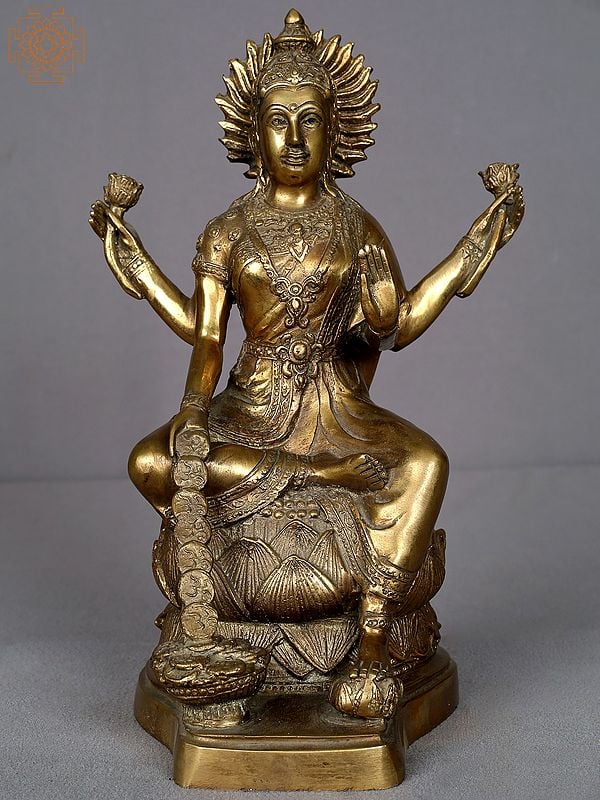 10" Brass Goddess Lakshmi Statue from Nepal