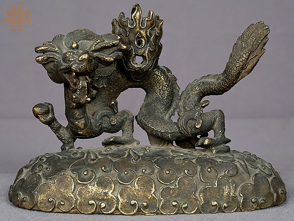 6" Small Brass Dragon Candle Holder from Nepal