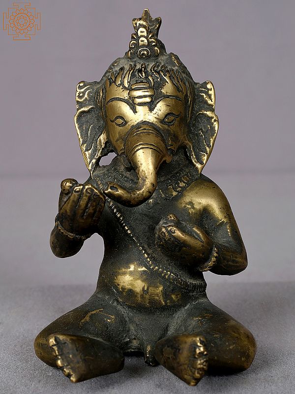 5" Small Brass Baby Ganesha Statue from Nepal