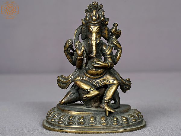 4" Small Brass Lord Ganesha Statue from Nepal
