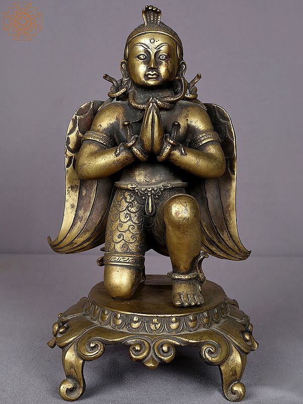13" Brass Garuda Statue (Vahana of Lord Vishnu)