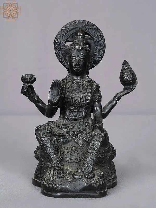 7" Brass Goddess Lakshmi Statue from Nepal