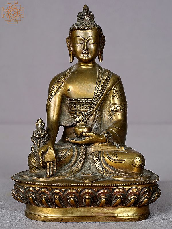 6" Small Copper Lord Medicine Buddha Statue from Nepal