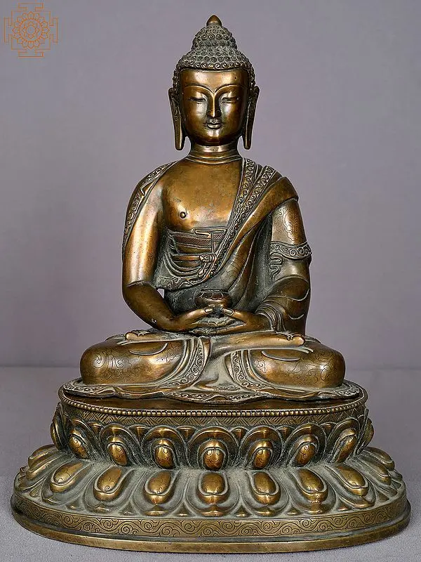 14" Copper Amitabha Buddha Statue from Nepal