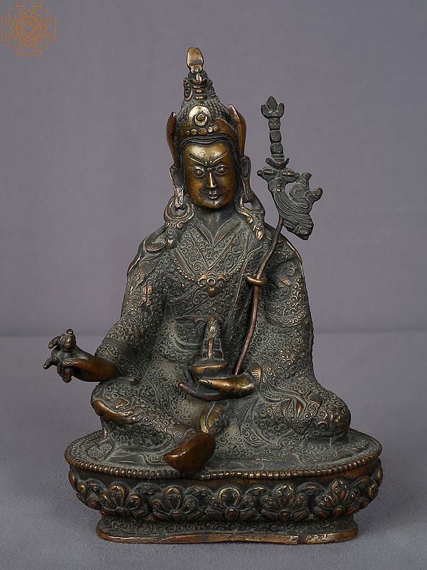9" Copper Guru Padmasambhava Sculpture from Nepal