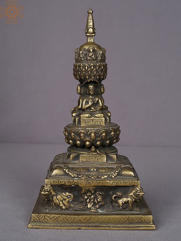 9" Brass Buddhist Stupa from Nepal