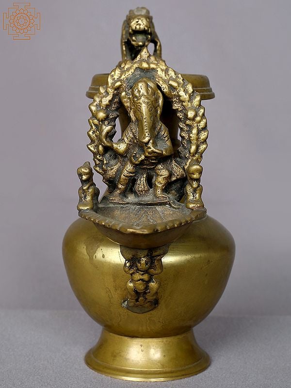 8" Sukunda Lamp | Traditional Brass Lamp from Nepal