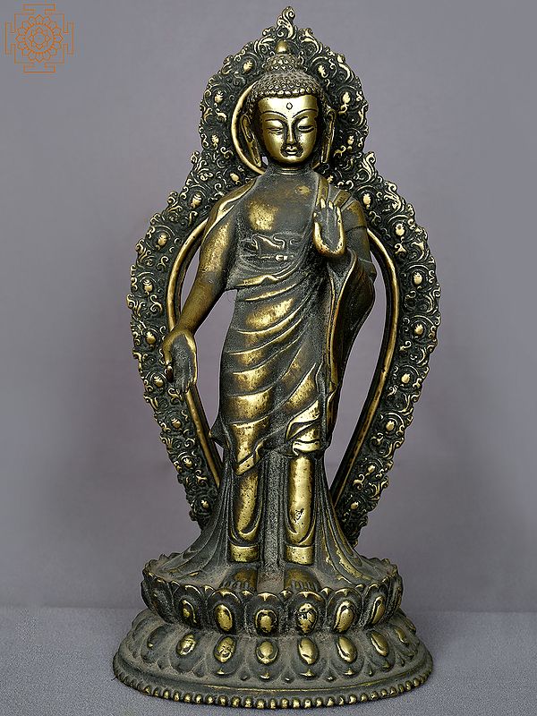 13" Bronze Standing Buddha Statue from Nepal