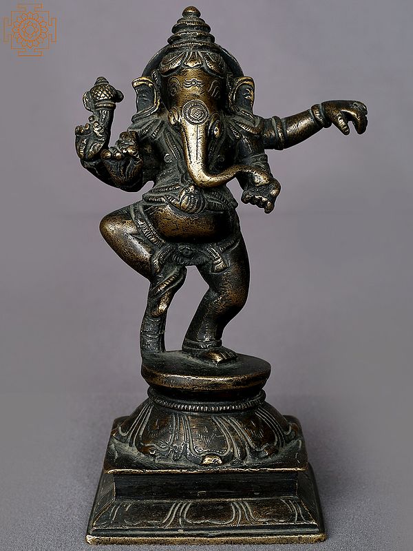 7" Brass Dancing Lord Ganesha Figurine from Nepal