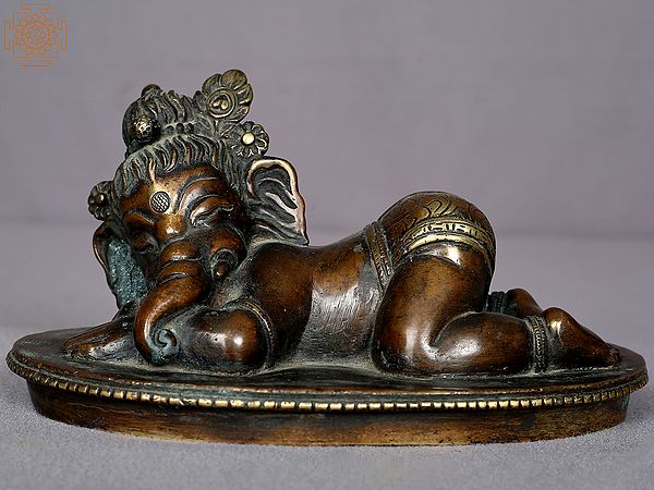 6" Brass Baby Ganesha Idol from Nepal