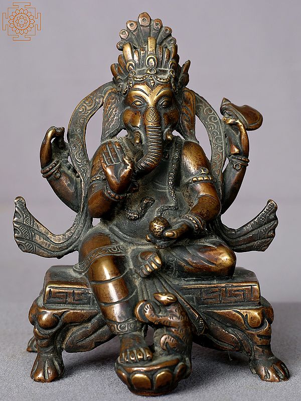 5.5" Copper Sitting Ganesha  From Nepal