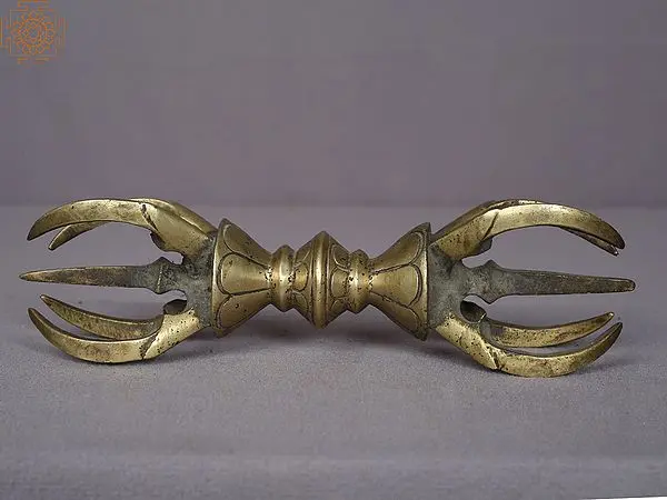 7" Brass Tibetan Buddhist Five-Pronged Vajra