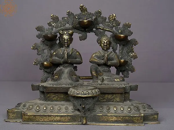 9" Brass Figure Lamp From Nepal
