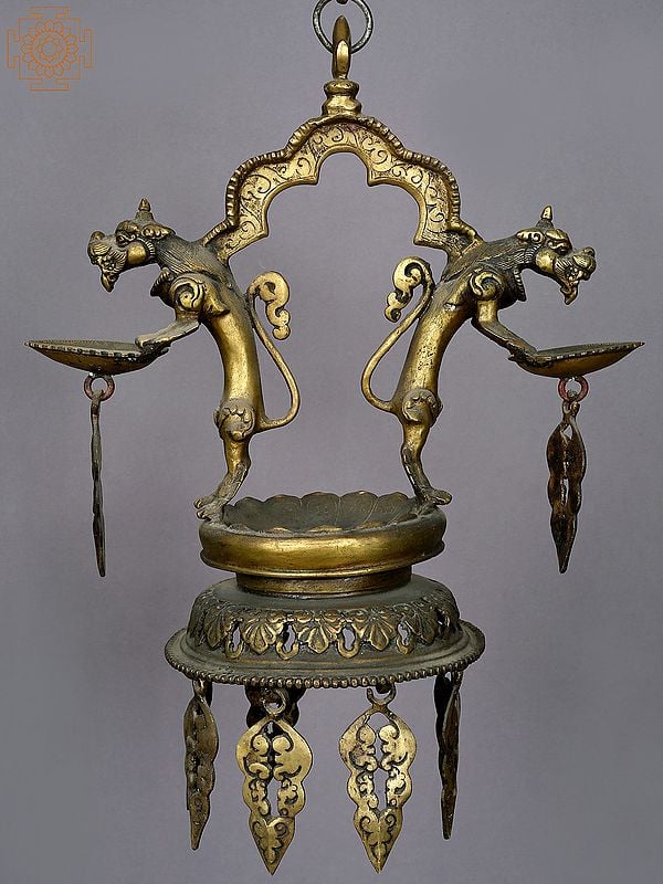 15” Brass Dhalucha- Nepalese Oil Lamp from Nepal