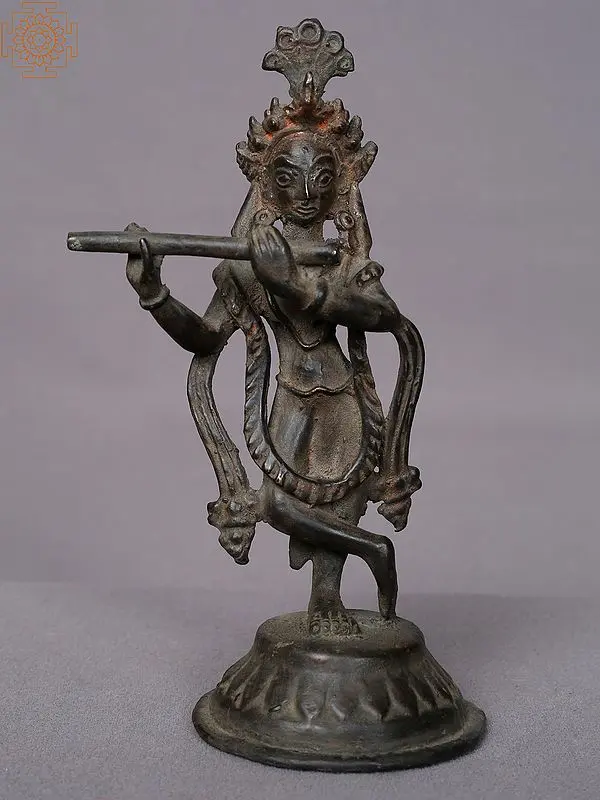 6" Copper Small Krishna From Nepal