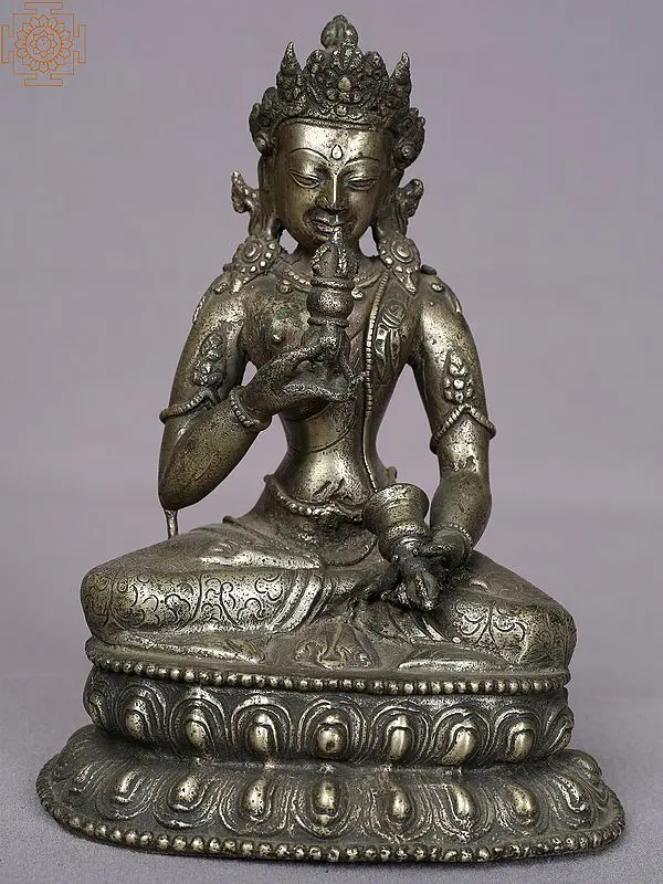 7" White Metal Vajrasattva From Nepal