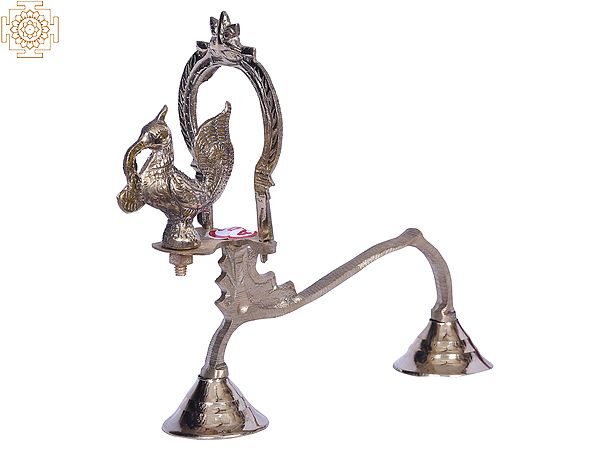 8" Brass Shodash Upachara - Peacock