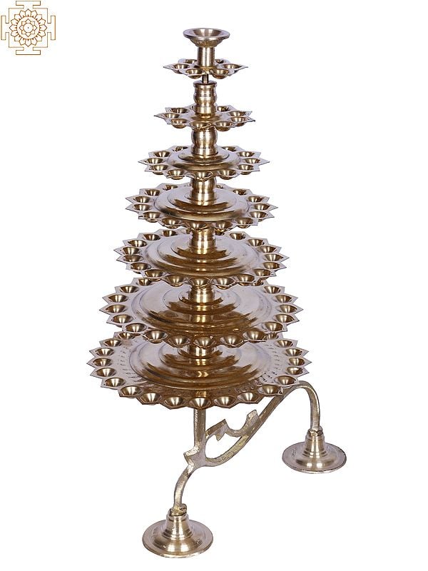 23" 108 Wicks Brass Seven Layer Multi Wicks Aarti Lamp | Handcrafted in South India