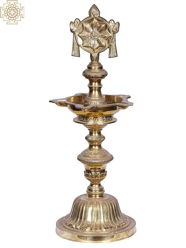 25" Brass Ritual Sudarshan Chakra Lamp