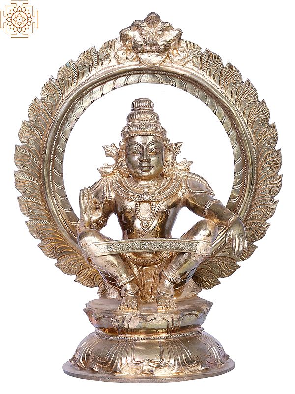 12" Bronze Lord Ayyappan Sculpture | Madhuchista Vidhana (Lost-Wax) | Panchaloha Bronze from Swamimalai