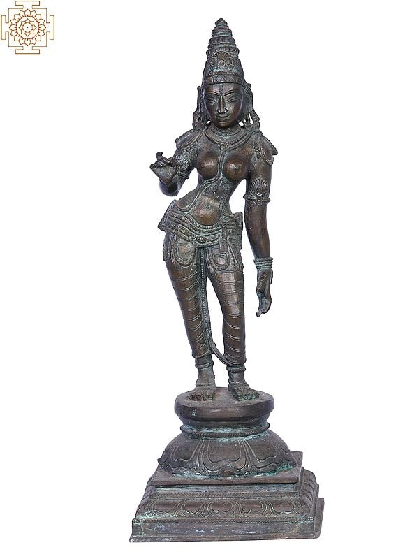 15" Devi Parvati Panchaloha Bronze Idol from Swamimalai | Madhuchista Vidhana (Lost-Wax)