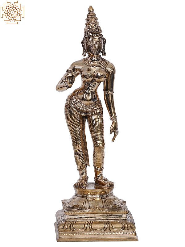 12" Bronze Goddess Standing Parvati Swaroop (Sivagami) | Handmade | Madhuchista Vidhana (Lost-Wax) | Panchaloha Bronze from Swamimalai