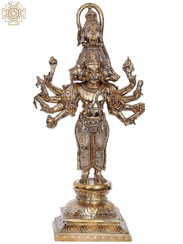 14" Standing Panchamukhi Hanuman Panchaloha Bronze Statue from Swamimalai