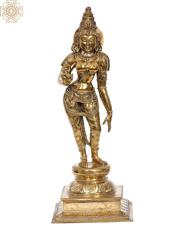 16" Bronze Standing Goddess Sivagami (Bhoga Shakti) | Madhuchista Vidhana (Lost-Wax) | Panchaloha Bronze from Swamimalai