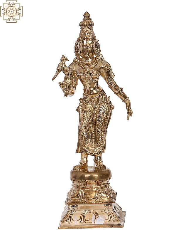 12" Goddess Andal Bronze Statue | Madhuchista Vidhana (Lost-Wax) | Panchaloha Bronze from Swamimalai