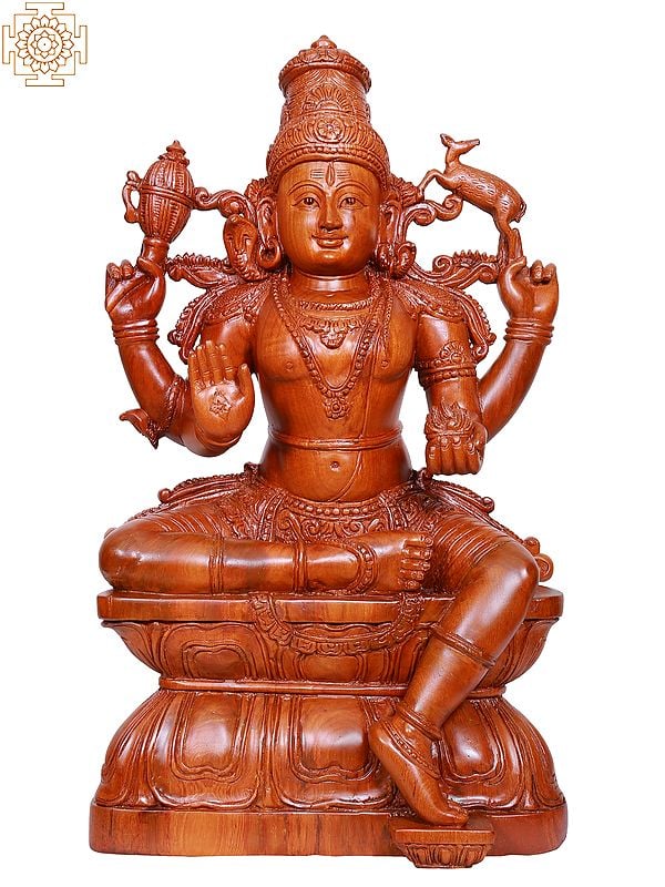 23" Wooden Blessing Lord Shiva