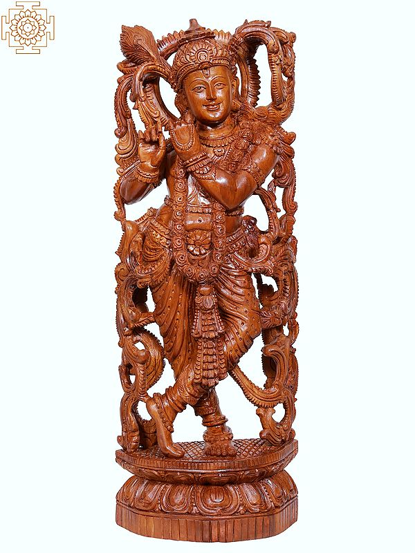 22" Wooden Standing Shri Krishna