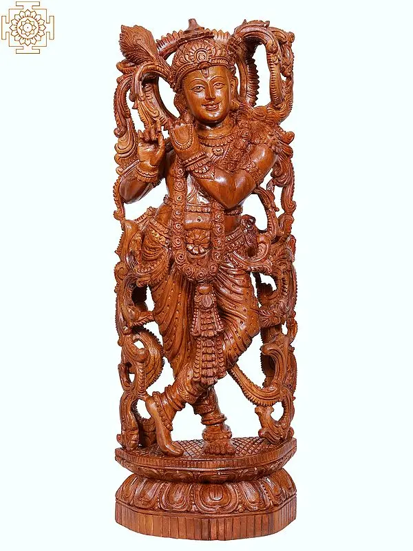 22" Wooden Standing Shri Krishna