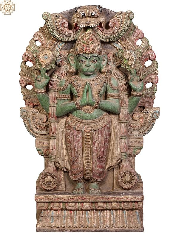 24" Wooden Lord Hanuman with Throne