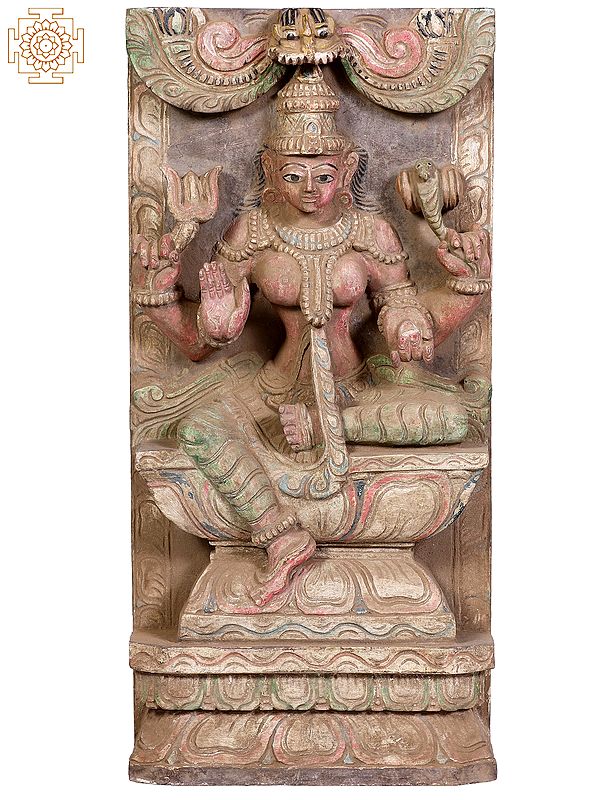 21" Wooden Sitting Goddess Mariamman