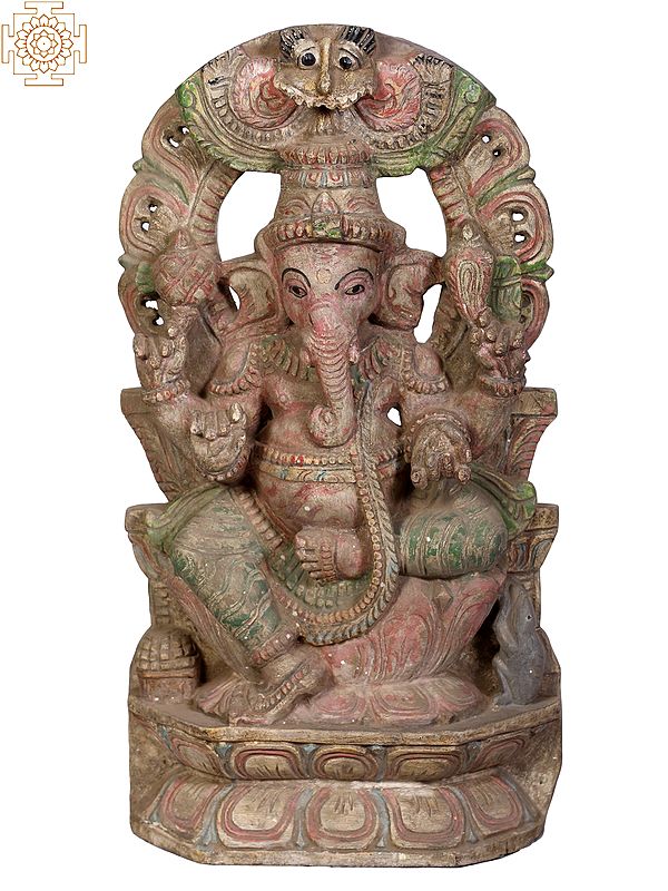 18" Wooden Gajanana (Ganesha)