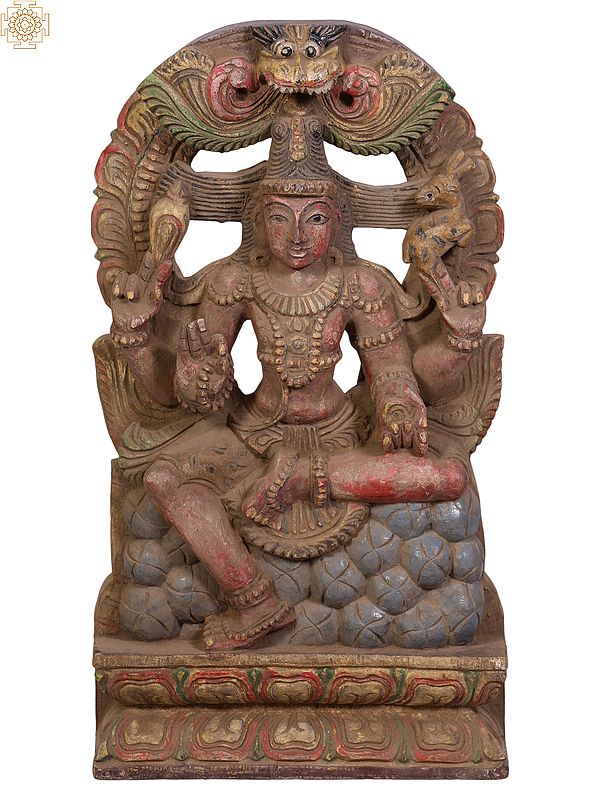 18" Wooden Blessing Lord Shiva