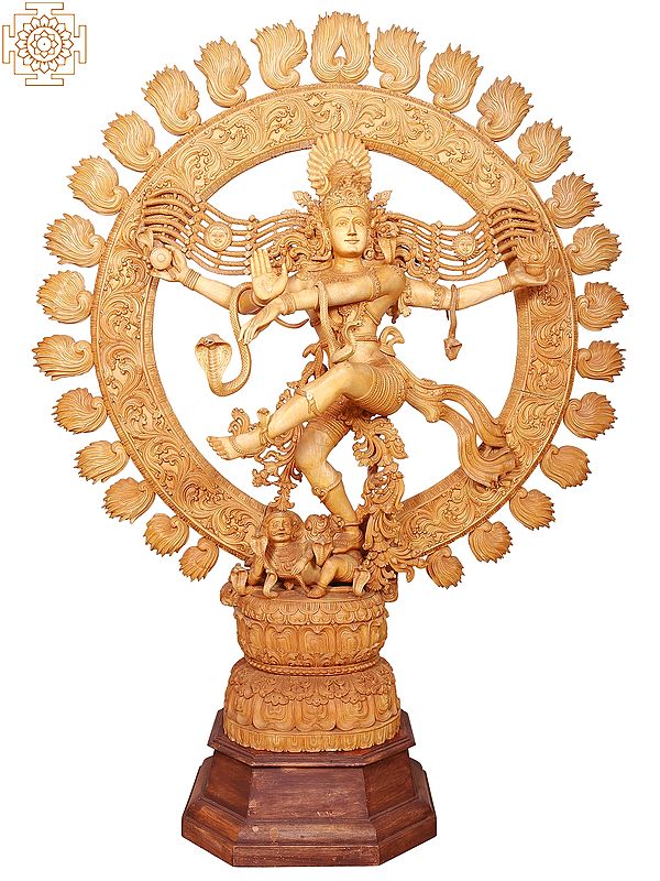Large Wooden Lord Nataraja Statue | Hindu God Figurine
