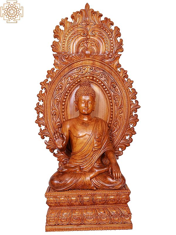 34" Large Wooden Lord Buddha