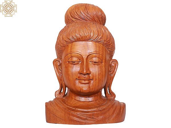 8" Wooden Lord Buddha Head