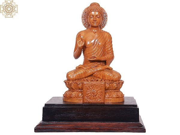 10" Wooden Lord Gautam Buddha Preaching His Dharma