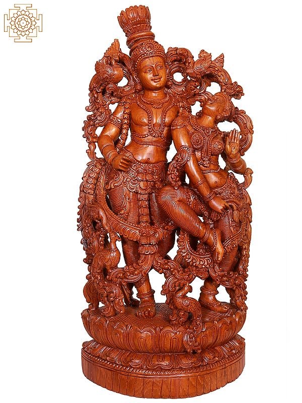 "Radha-Maadhava"  Large Wooden Radha Krishna
