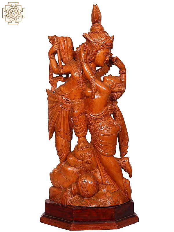 20" Wooden Dancing Radha Krishna